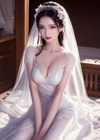 AI 美图034th New Daughter Marriage主题Sexual Sensation White Low Breast Marriage纱裙秀完美身MaterialPhoto 及下载116P