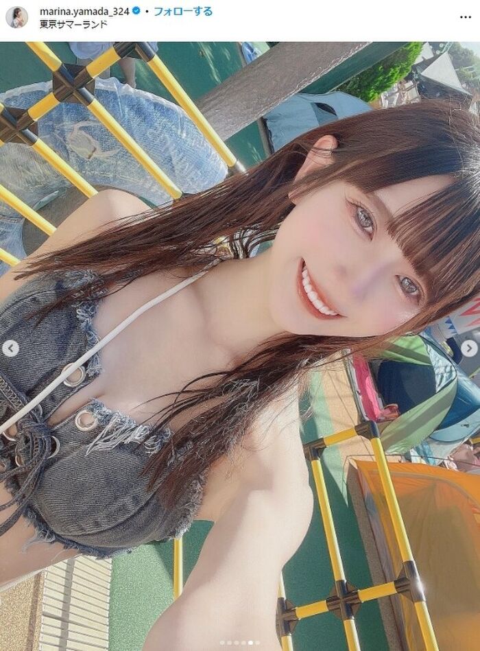 [Swimsuit image] Beautiful voice actor, private bikini is too sexy wwwwwwwww Marina Yamada's denim swimsuit is very popular!! 12th image