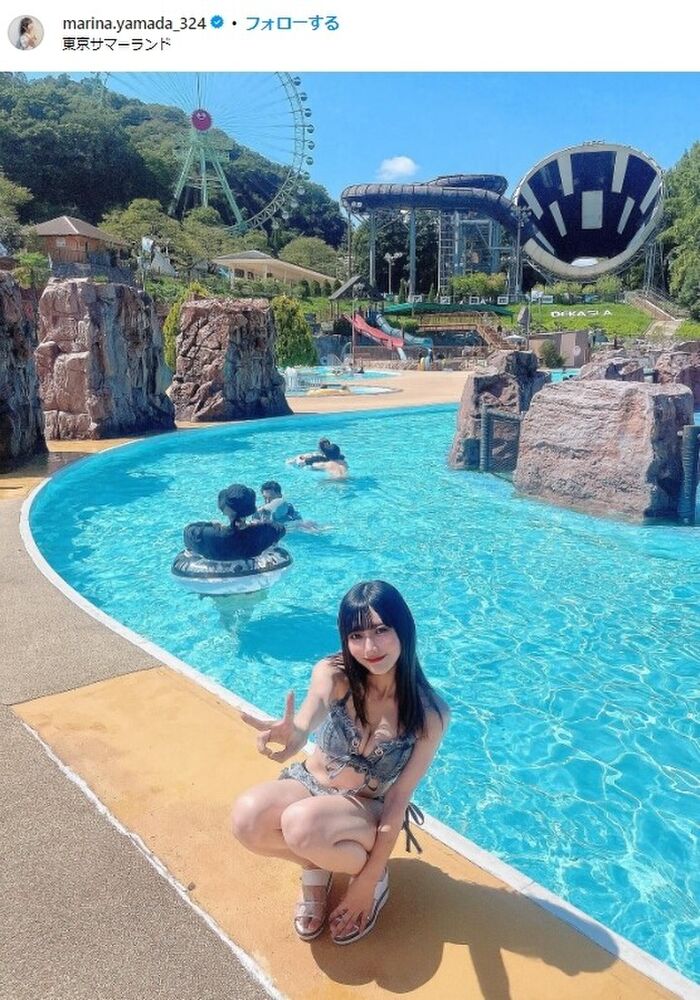 [Swimsuit image] Beautiful voice actor, private bikini is too sexy wwwwwwwww Marina Yamada's denim swimsuit is very popular!! 3th image