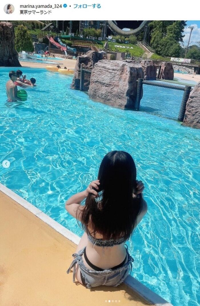 [Swimsuit image] Beautiful voice actor, private bikini is too sexy wwwwwwwww Marina Yamada's denim swimsuit is very popular!! 4th image