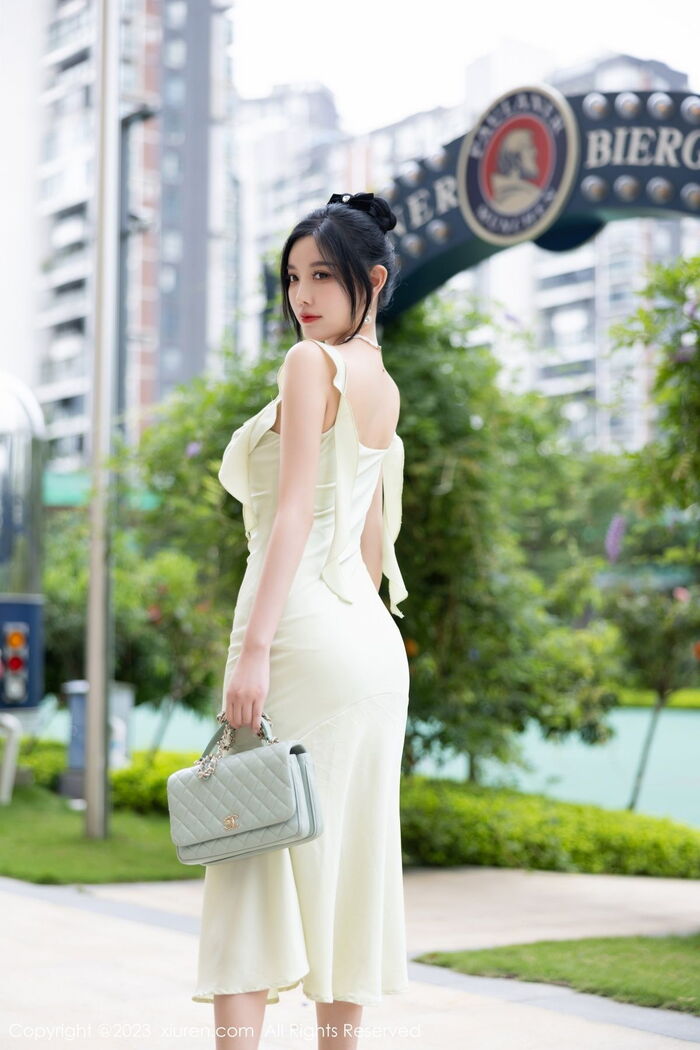 XiuRen 第7410th _Goddess 杨晨晨Yome 淡绿连衣长裙+轻透薄纱情趣旗袍惹火诱惑Photo 82P 4th image