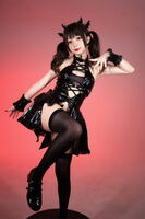 网络美女花铃小恶魔主题性感黑色皮质服饰配黑丝袜秀完美身Material撩人诱惑Photo 85P