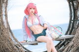 Corer Beauty Tile Tower 亚小龙虾 Swimsuit 主题海边沙滩 Erotic Sensation White Inner Clothing Distribution Cow 仔短裤迷人诱惑Photo 27P