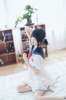 网络美女桜桃喵盛夏服主题sensual white clear student uniform distribution white ship 袜秀美腅迷人 photo 39P