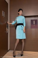 XiuRen第7516期_模特唐安琪蓝色空姐uniform服dew white 蕾丝内衣配ultrathin 黑丝完美诱惑Photo 80P