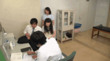 The of the mature woman nurse is ugly ... GIF image of a squeezing the sperm of a male patient who came to the bridal check