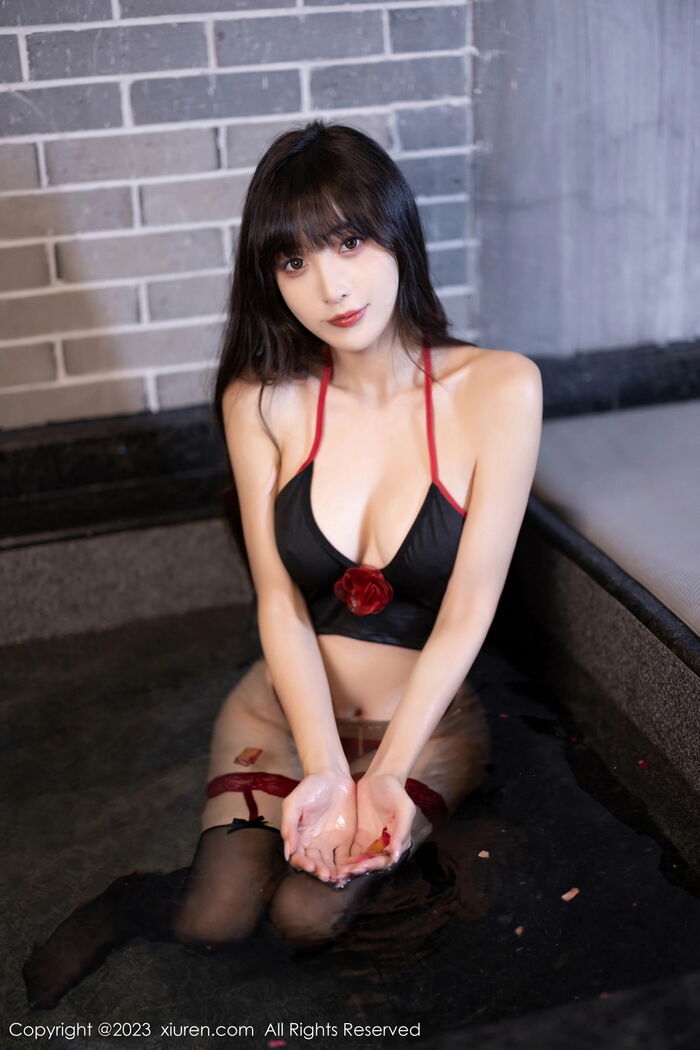 XiuRen第7529_模特林星阑私房浴室性感黑色内衣配黑丝吊袜秀曼妙身姿诱惑写真82P 30th image