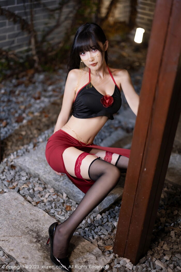 XiuRen第7529_模特林星阑私房浴室性感黑色内衣配黑丝吊袜秀曼妙身姿诱惑写真82P 5th image