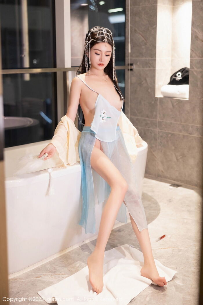 XiuRen第7514期_模特唐宁宁私房浴室性感浅色薄纱古装服饰秀丰腴身姿诱惑写真75P 53th image