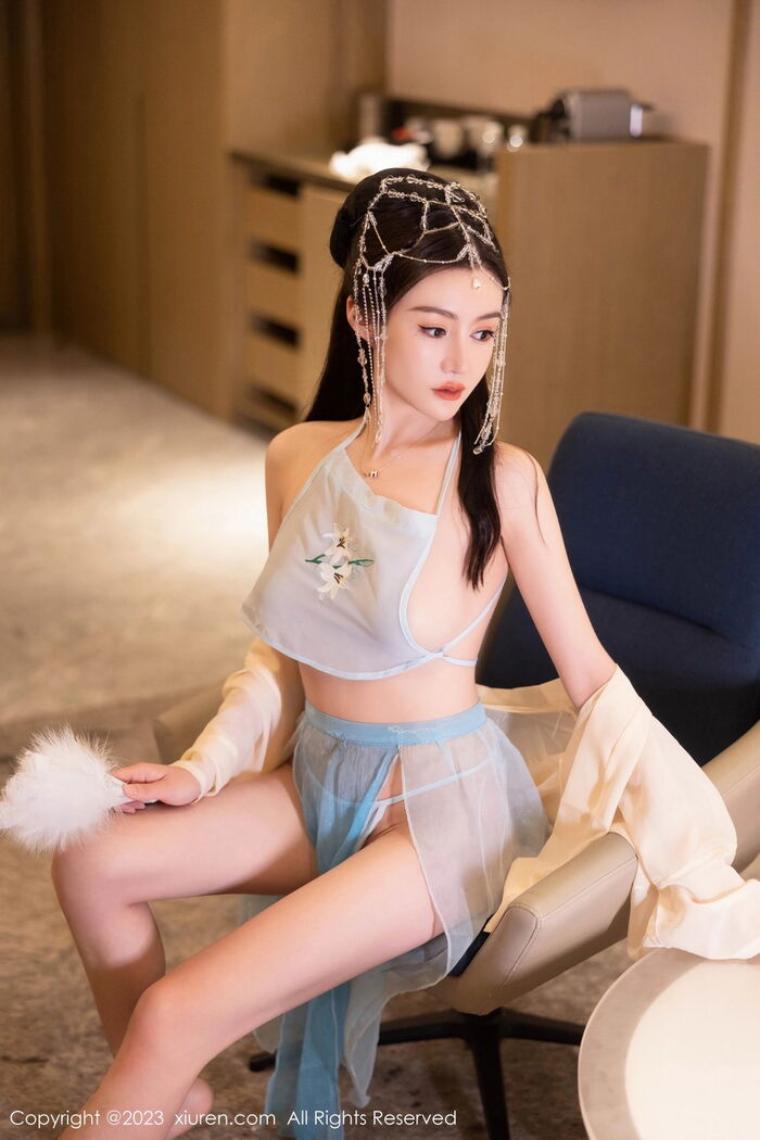 XiuRen第7514期_模特唐宁宁私房浴室性感浅色薄纱古装服饰秀丰腴身姿诱惑写真75P 8th image