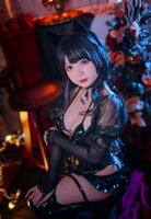 Cosplay 美女日奈娇皮衣系列主题性感黑色皮质情趣服饰露黑色三点式内衣诱惑写真123P