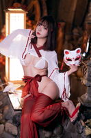 网络美女yuuhui玉汇祝巫神女主题性感白色巫女服饰露白色三点式内衣惹火诱惑写真120P