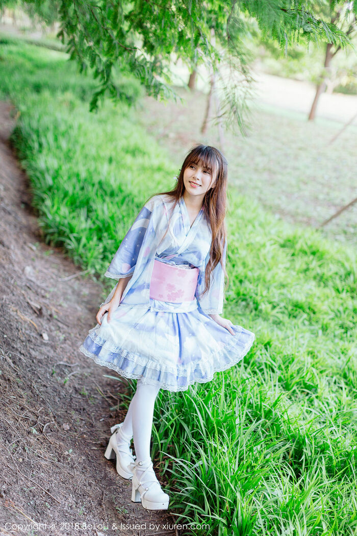 [Tukmo兔几盟] Vol.118_嫩模夏美酱户外日系百花裙配白丝袜清新迷人写真61P 43th image