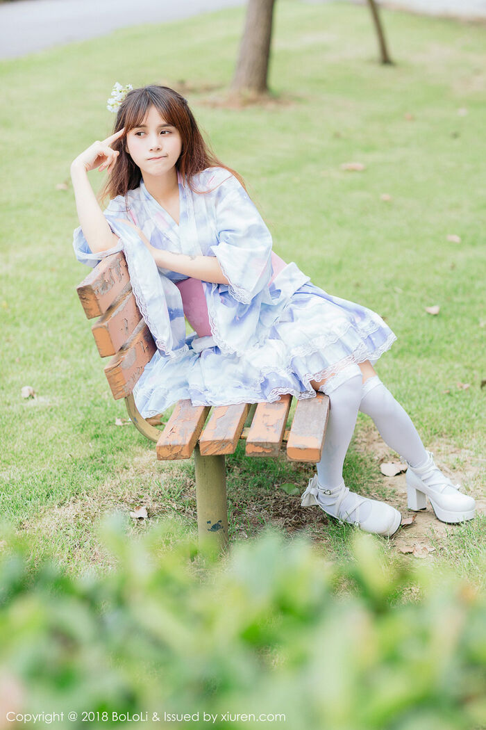 [Tukmo兔几盟] Vol.118_嫩模夏美酱户外日系百花裙配白丝袜清新迷人写真61P 6th image