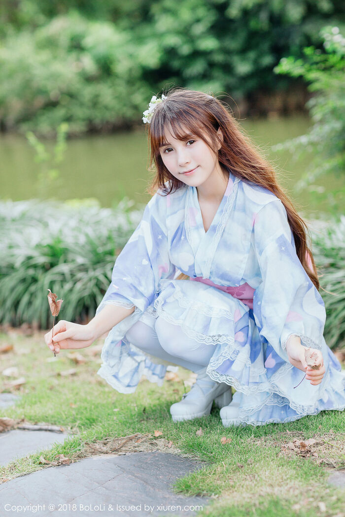 [Tukmo兔几盟] Vol.118_嫩模夏美酱户外日系百花裙配白丝袜清新迷人写真61P 9th image