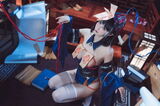 Online beauty Hanyu Mimi Celebrating Zombie Theme Sexy Open-Chest Sexy Dress with White Stockings Perfect Seductive Photo Set 30P