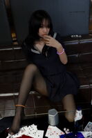 Anime blogger Qiqi needs to behave! Contrasting JK girl theme: black JK uniform paired with ultra-thin black stockings showing off a perfect figure, seductive photoshoot 182P
