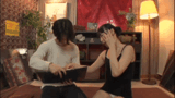 Miss Menes is very excited about the that has been porori from the paper pants! Production GIF image with no sense of adhesion