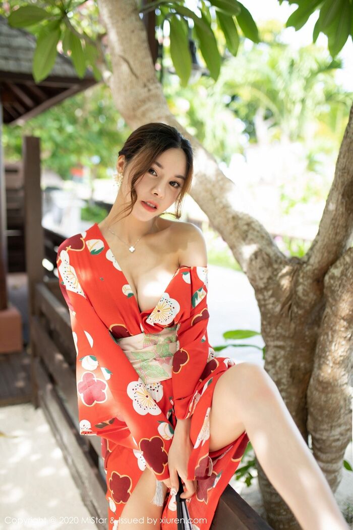 [MiStar] Vol.326_嫩模沈佳熹私房鲜艳红色和服半露酥breast白嫩美腿诱惑写真45P 12th image