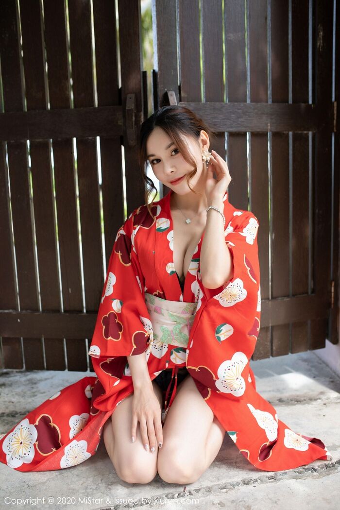 [MiStar] Vol.326_嫩模沈佳熹私房鲜艳红色和服半露酥breast白嫩美腿诱惑写真45P 3th image