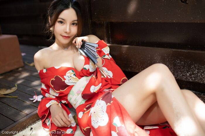 [MiStar] Vol.326_嫩模沈佳熹私房鲜艳红色和服半露酥breast白嫩美腿诱惑写真45P 33th image