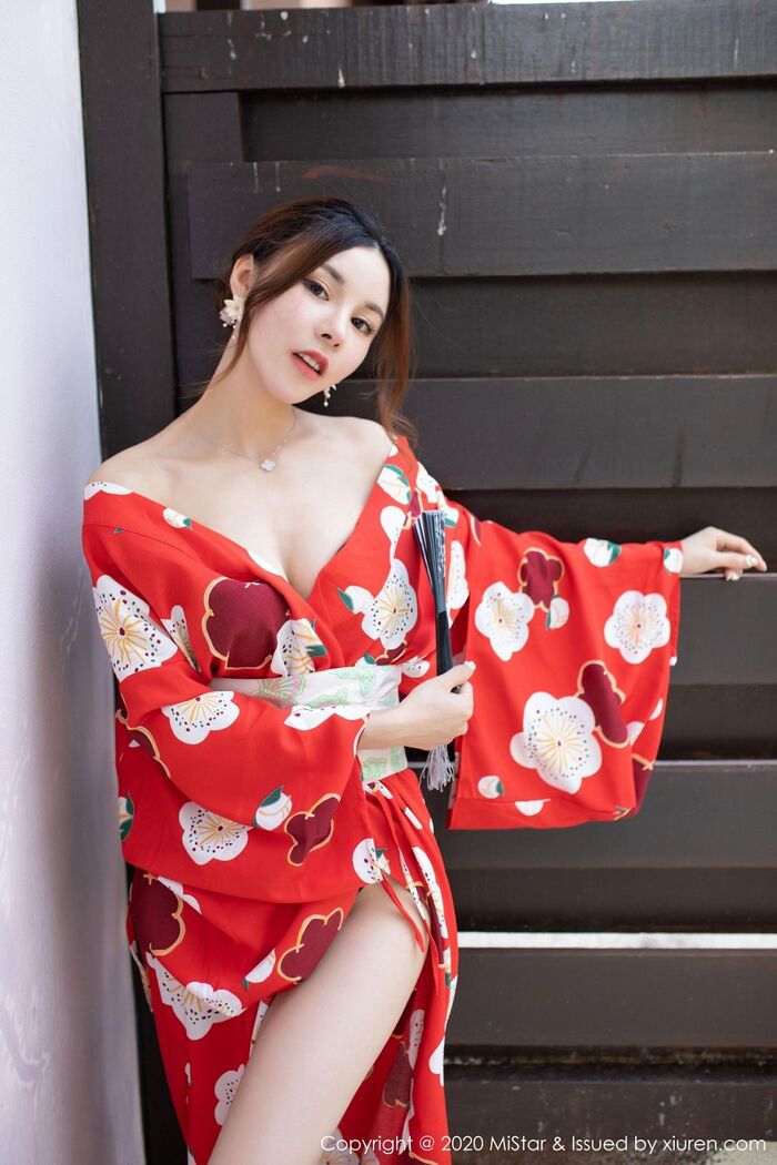 [MiStar] Vol.326_嫩模沈佳熹私房鲜艳红色和服半露酥breast白嫩美腿诱惑写真45P 39th image
