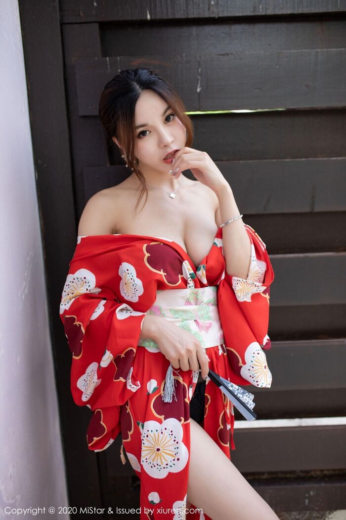 [MiStar] Vol.326_嫩模沈佳熹私房鲜艳红色和服半露酥breast白嫩美腿诱惑写真45P 42th image