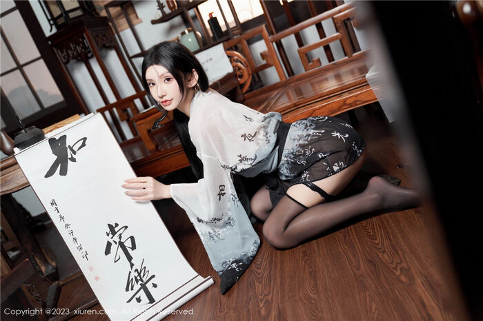 XiuRen第7891期_女神周于希Sally性感黑白薄透长衫配黑丝袜秀完美身材诱惑写真90P 20th image