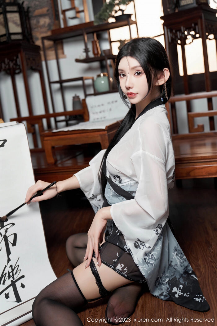 XiuRen第7891期_女神周于希Sally性感黑白薄透长衫配黑丝袜秀完美身材诱惑写真90P 23th image