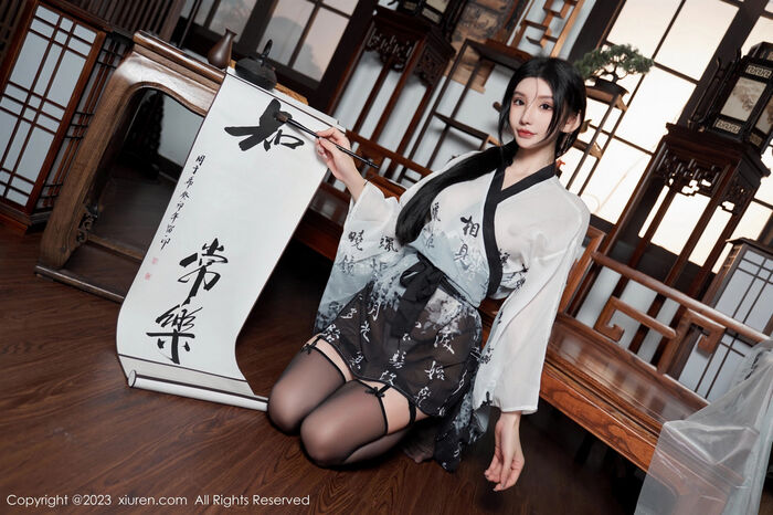 XiuRen第7891期_女神周于希Sally性感黑白薄透长衫配黑丝袜秀完美身材诱惑写真90P 24th image