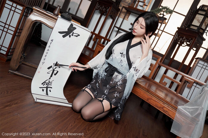 XiuRen第7891期_女神周于希Sally性感黑白薄透长衫配黑丝袜秀完美身材诱惑写真90P 25th image