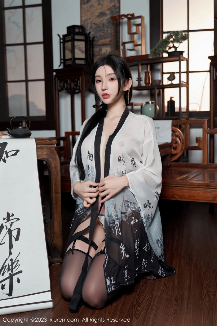 XiuRen第7891期_女神周于希Sally性感黑白薄透长衫配黑丝袜秀完美身材诱惑写真90P 36th image