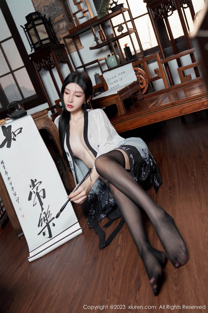 XiuRen第7891期_女神周于希Sally性感黑白薄透长衫配黑丝袜秀完美身材诱惑写真90P 41th image