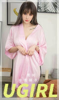 [Ugirls love stunners] No.2739_ model Aoki private room sexy pink silk pajamas revealing pink lace underwear perfect temptation photo 35P