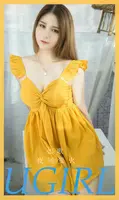 [Ugirls love stunners] No.2733_ model Ruge sexy yellow camisole short skirt showing black lace panties charming seduction photo 35P