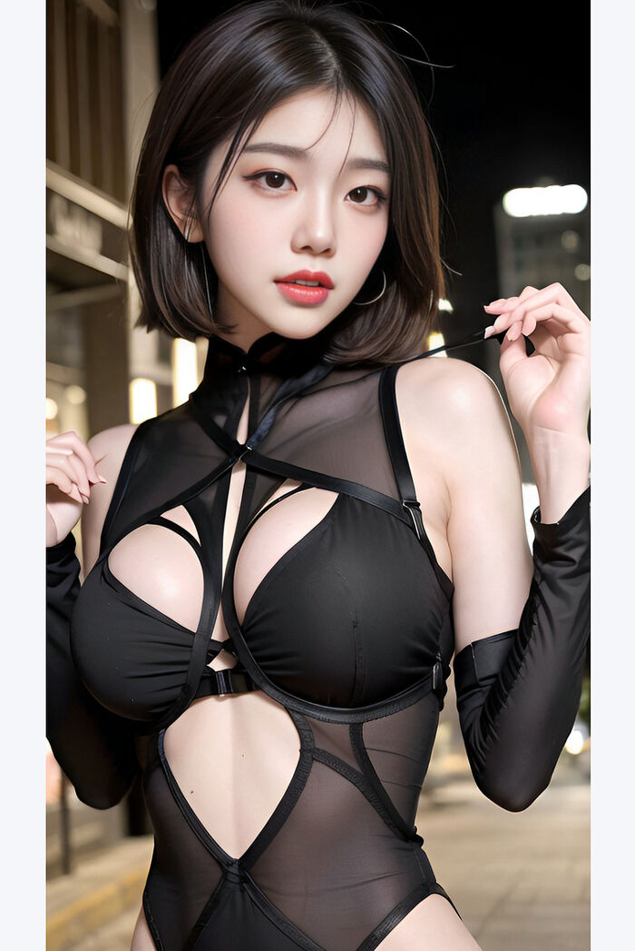 AI Generated Beauty ~ Short Hair ~ White Clothes, Black Clothes, and Clothes AI Generated 23th image