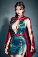AI生成美女~AiMakeGirl-cape with a midi dress(斗篷搭配中長連衣裙) AI Generated