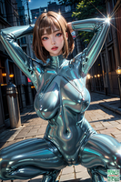 colored latex bodysuits AI Generated