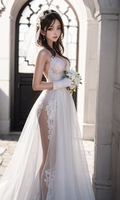Pure white wedding dress-1080p AI Generated