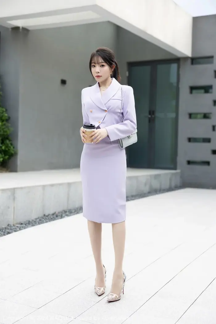 [XiaoYu Painting Language] Vol.1178_ goddess Xu Lizhi Booty sexy light purple short skirt set reveals light purple lace underwear charming temptation photo 88P 2th image