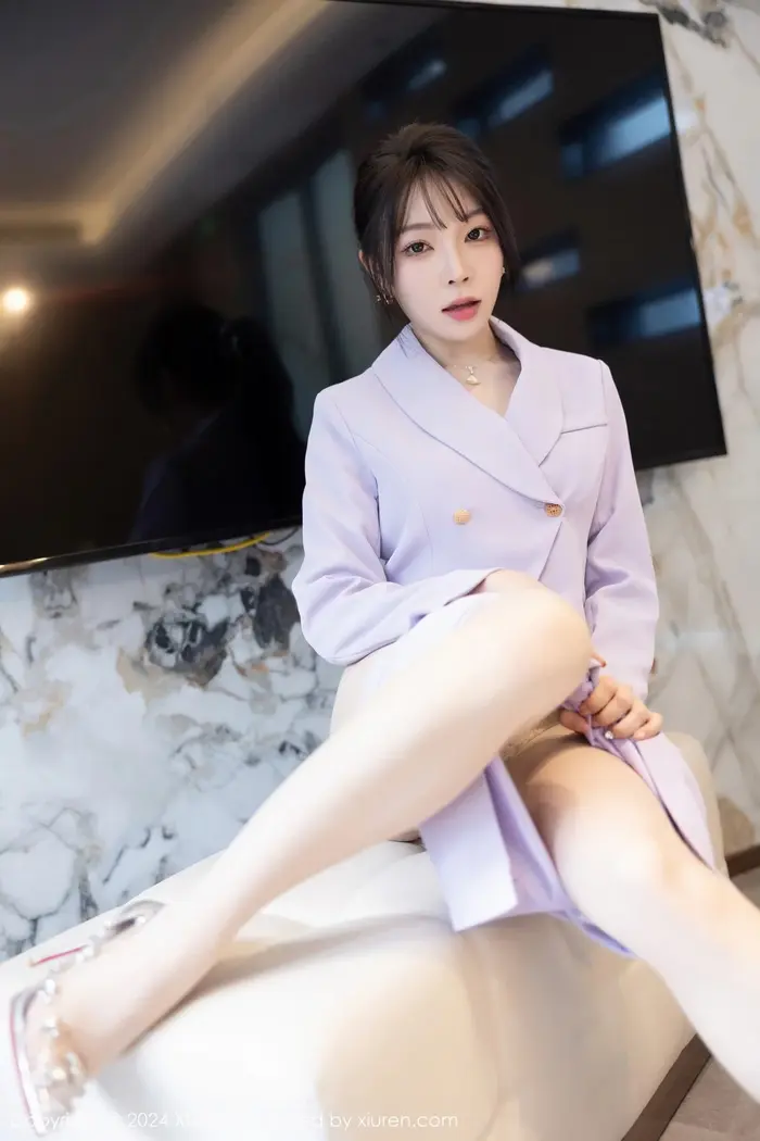 [XiaoYu Painting Language] Vol.1178_ goddess Xu Lizhi Booty sexy light purple short skirt set reveals light purple lace underwear charming temptation photo 88P 22th image