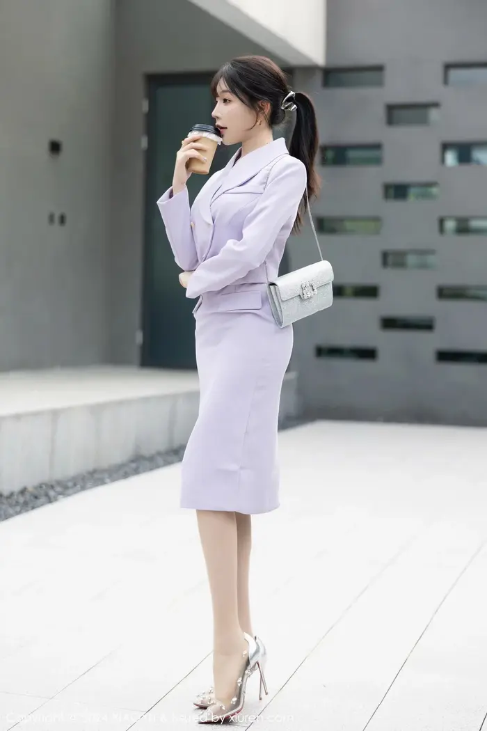 [XiaoYu Painting Language] Vol.1178_ goddess Xu Lizhi Booty sexy light purple short skirt set reveals light purple lace underwear charming temptation photo 88P 3th image