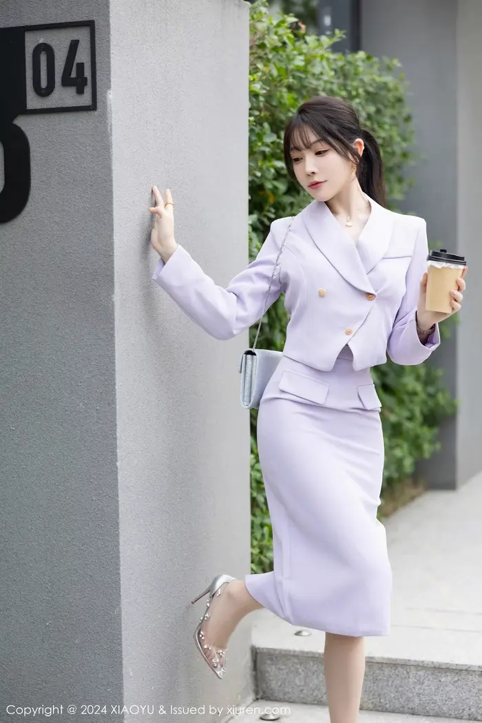 [XiaoYu Painting Language] Vol.1178_ goddess Xu Lizhi Booty sexy light purple short skirt set reveals light purple lace underwear charming temptation photo 88P 4th image