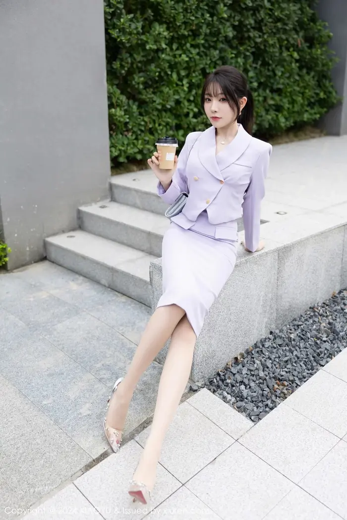 [XiaoYu Painting Language] Vol.1178_ goddess Xu Lizhi Booty sexy light purple short skirt set reveals light purple lace underwear charming temptation photo 88P 5th image