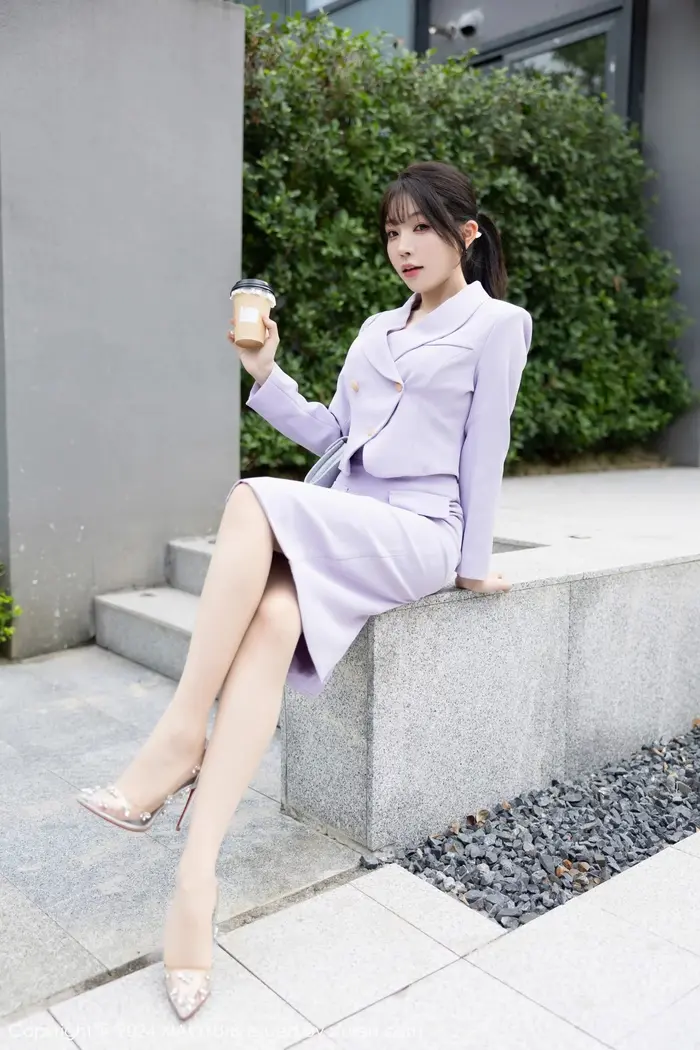 [XiaoYu Painting Language] Vol.1178_ goddess Xu Lizhi Booty sexy light purple short skirt set reveals light purple lace underwear charming temptation photo 88P 6th image