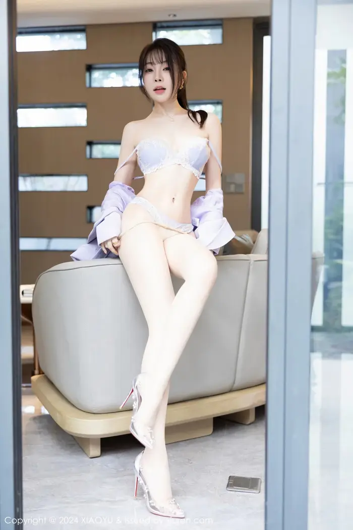[XiaoYu Painting Language] Vol.1178_ goddess Xu Lizhi Booty sexy light purple short skirt set reveals light purple lace underwear charming temptation photo 88P 61th image