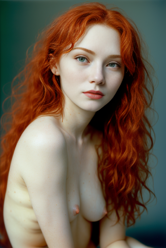 Redhead female nude AI Generated 2th image