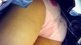 [upskirt1650] A beautiful girl JK with a well-formed face who can take an English character print pink P while sticking out her buttocks many times and wearing a sheet [re-edit]