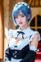 Rem cosplayer💕 with idol face AI Generated