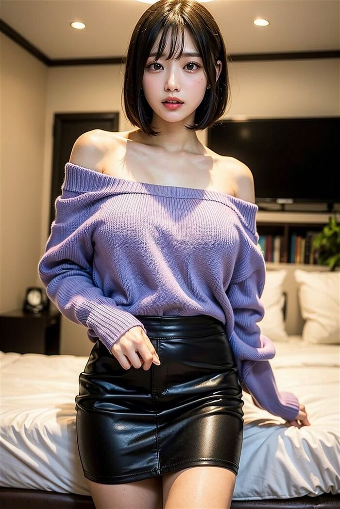 Off shoulder sweater girl AI Generated 8th image